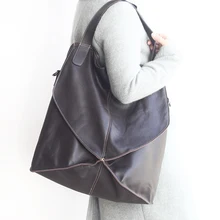 Новинка, Сумки из натуральной кожи для женщин, большой размер, с нитью, из кусков, мягкие кожаные сумки через плечо, женская сумка