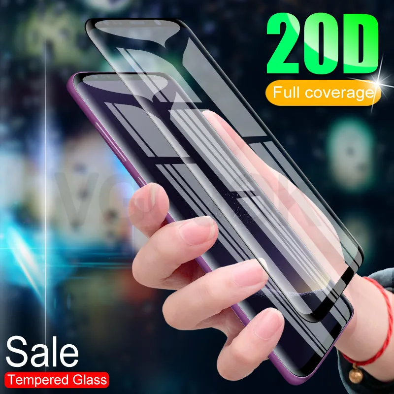 

20D Full Curved Tempered Glass on the For Samsung Galaxy S7 Edge S8 S9 Plus Note 8 9 S9 Screen Protector Protective Glass Film