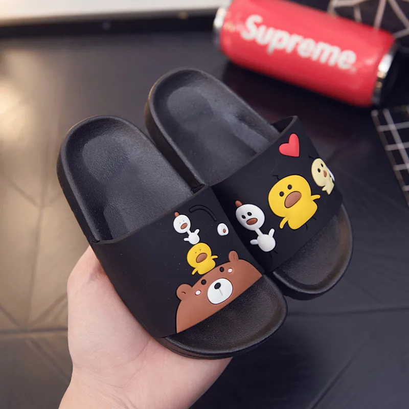 Summer Children Boys Girls Slippers Cartoon Bear Shoes Sandals Non-slip Jelly Home Slipper Children Antiskid Beach Shoes