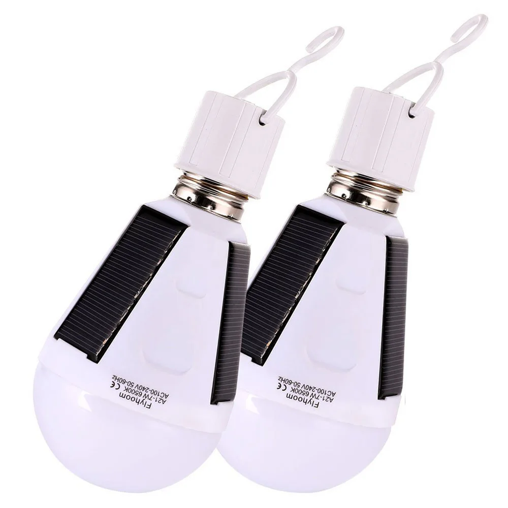 

2 Pieces Solar Power Light Bulbs LED Emergency Lamp for Outdoor Camping Hurricanes Outages Waterproof IP44 White Color