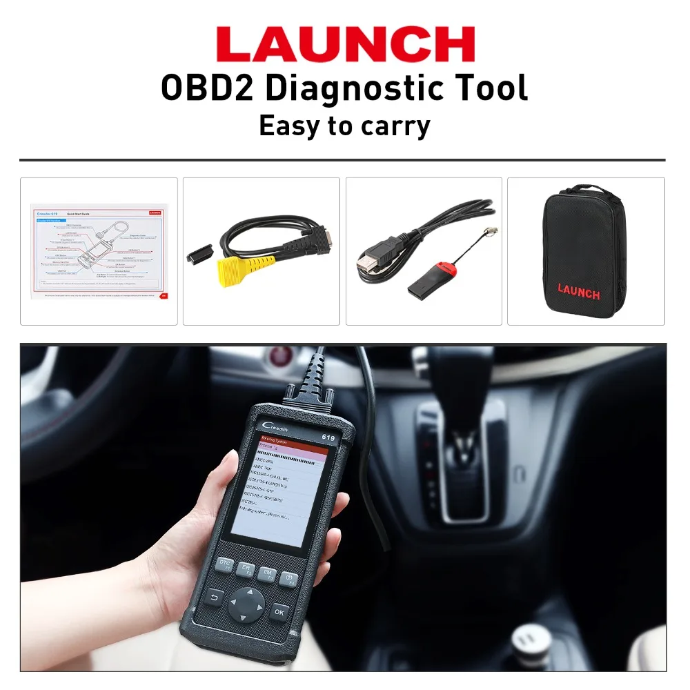 Продвижение OBD2 диагностический Запуск CReader 619 считыватель кодов поддержка