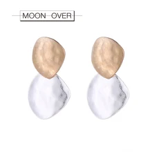 

MOON OVER Exaggerated Irregular Metal Earring Gold Sliver Retro Geometry Stud Earrings For Women Simple Earings 2018 Jewelry