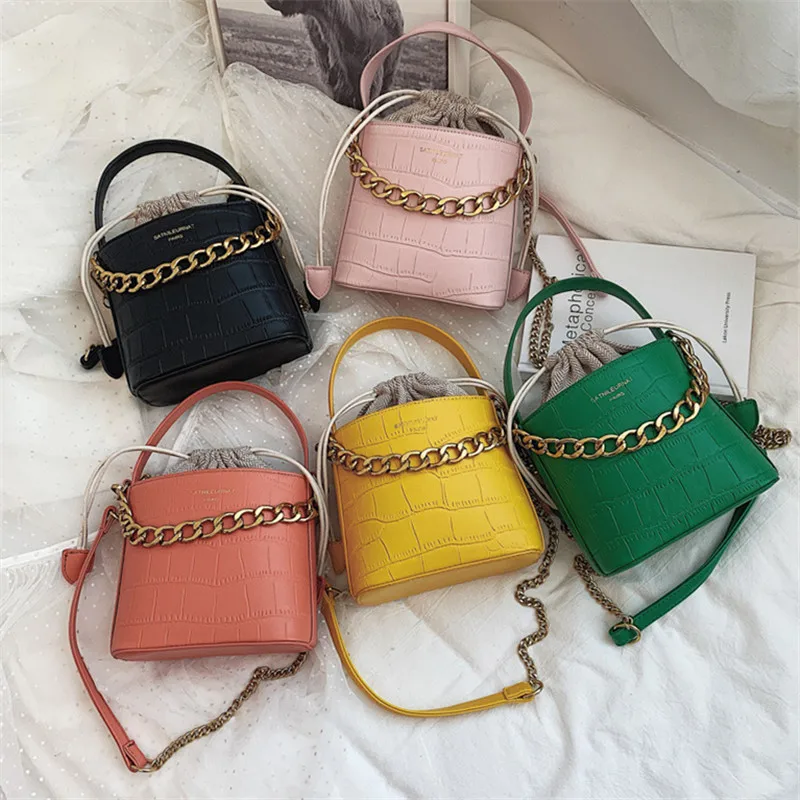 

Brand Originality Design On the new bucket bag women 2019 stone pattern handbag small chain shoulder Messenger bag bag for women