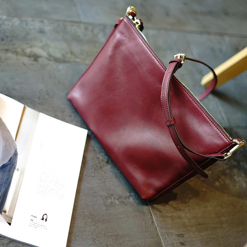 

WOONAM Women Fashion Bag Top Hide Genuine Italy Calf Leather Medium Shoulder Cross-body Satchel Bag WB786