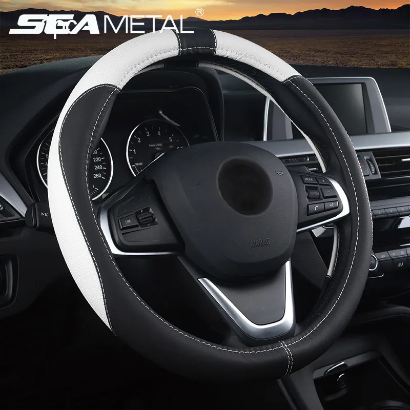 

Accessories 37-38cm Car Steering Wheel Cover 5 Color PU Leather Anti-slip Auto Steering-wheel Covers Sports Car Styling Interior