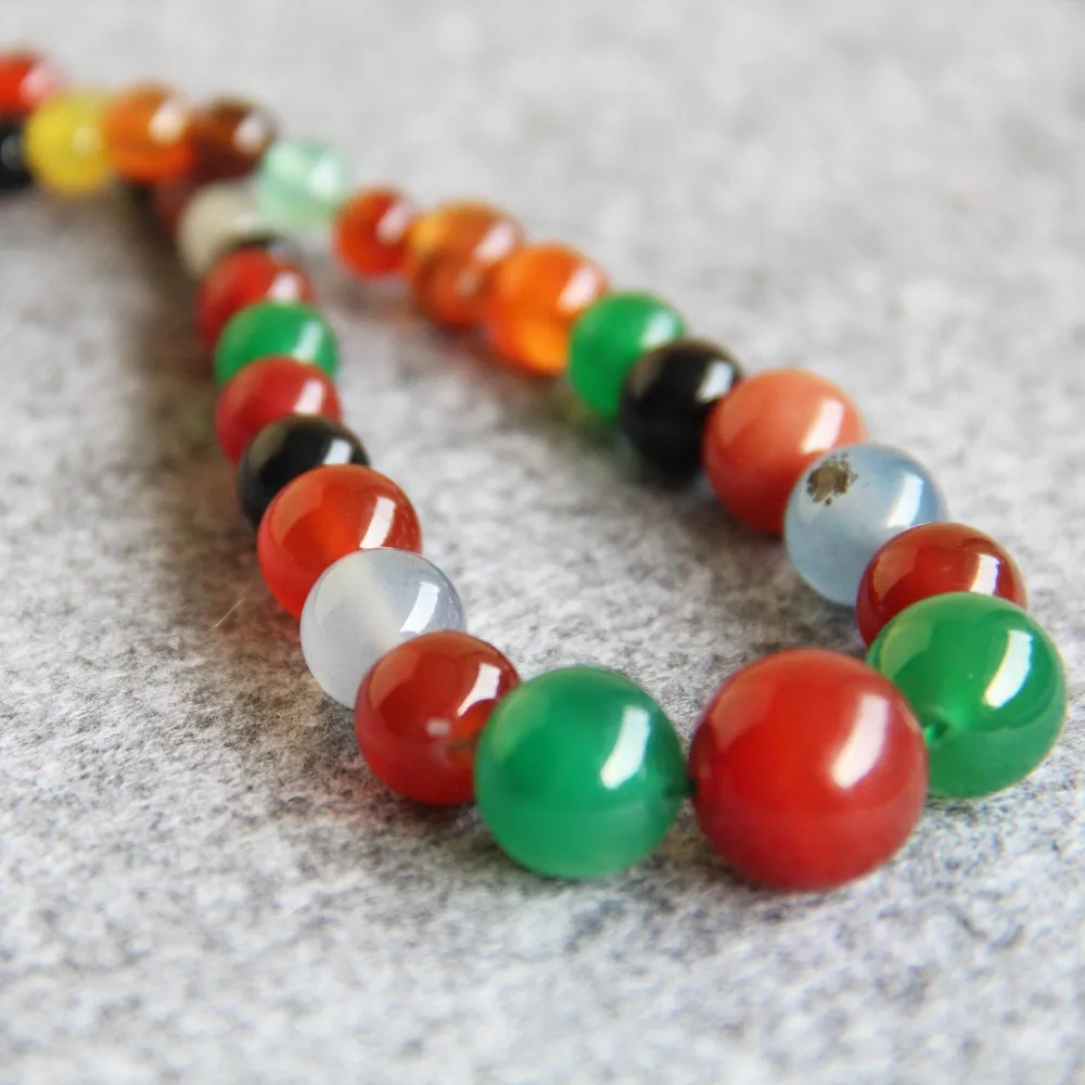 

New Necklace 6-14mm multicolor Natural Onyx Beads Round DIY Necklace Women Girls carnelian 15inch Fashion Jewelry Making Design
