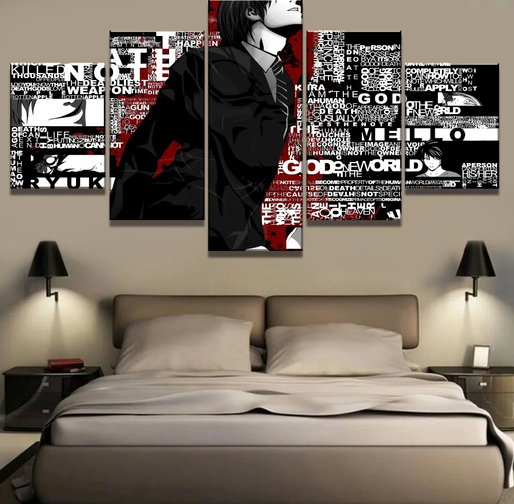 Новый 5 шт. HD принт Death Note аниме постер Cuadros Decoracion картины на холсте настенная