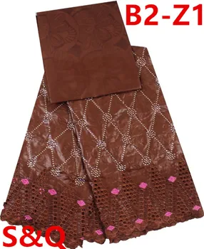 

High quality 3yards african bazin riche getzner fabric+2yards getzner brocade nigerian lace fabrics african lace fabric B2-Z1