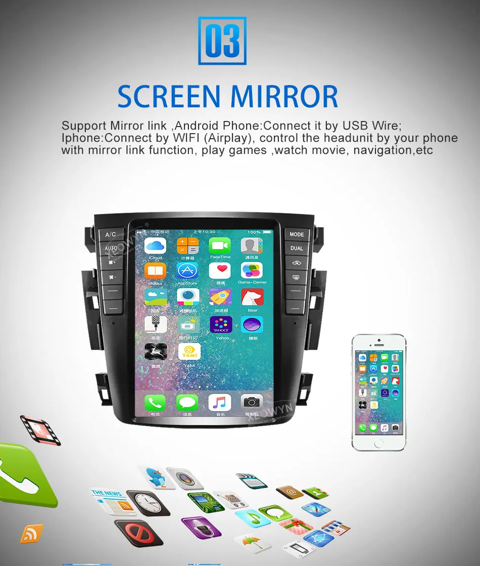 Clearance Vertical screen 1024*600 Quad core  Car radio GPS Navigation for Nissan teana J31 2003-2007 230JK 230jm For Samsung S7 5