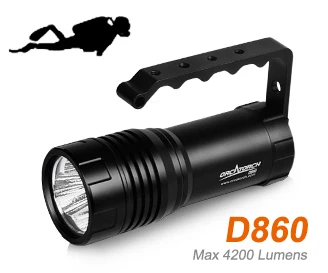 

Promotion! ORCATORCH D860 LED Dive Light 40W Rechargeable 4200lm Scuba Diving Light LED Handle Technical Torch 150M Underwater