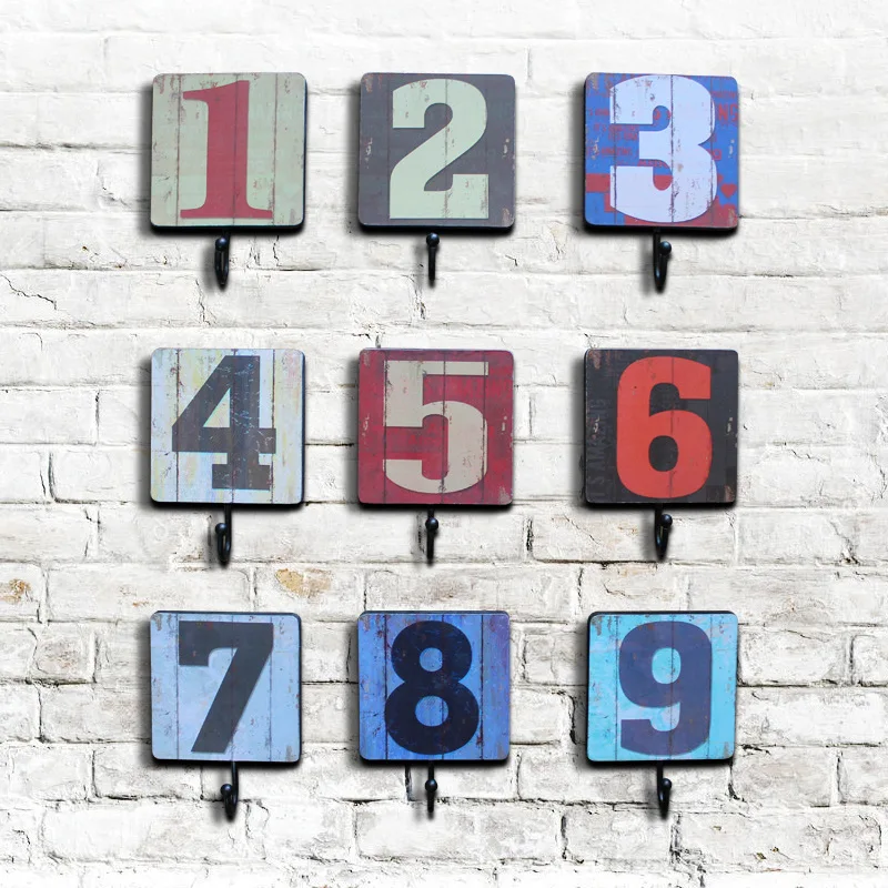 

Cartoon Wooden Hook Wall Hangers Rack Organizer Kids Room Hanging Decor 1 PCS 0-9 10 Numbers Hook Home Decor Hanger