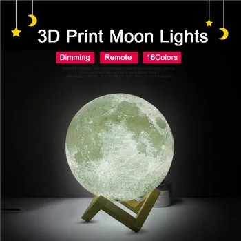 

Novelty LED Night Light Moon Lamp Child 3D Print 16 Colors Change Remote Control Bedroom Lunar Moon light Home Decor Kid Gift