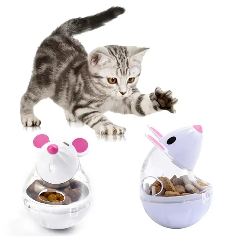 Кошка Собака Интерактивная мышь Форма стакан утечка еда мяч щенок котенок игра IQ тренировка Упражнение чаша игрушка-кормушка колокольчик