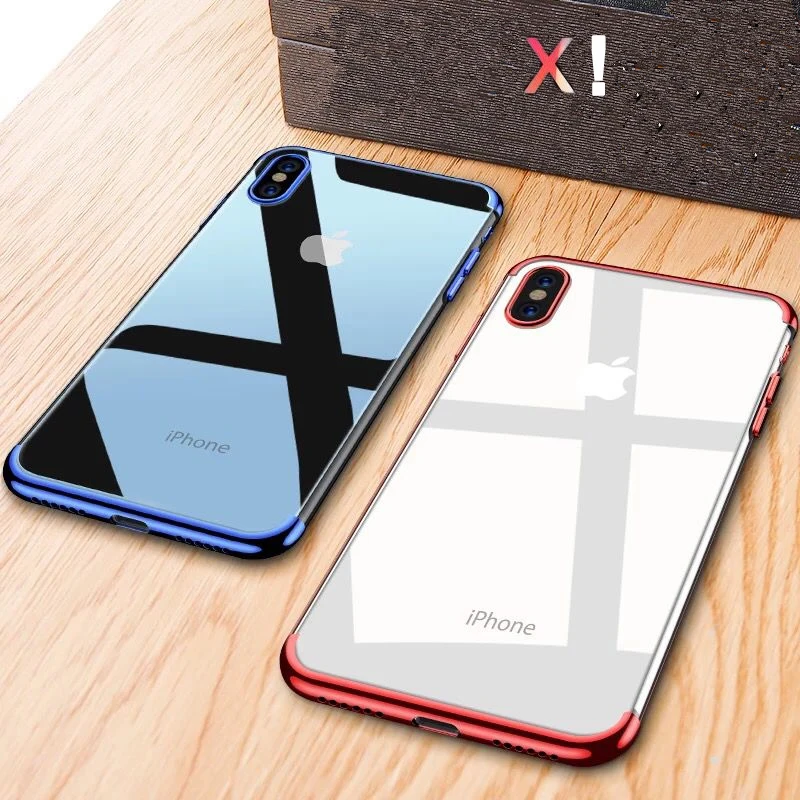 

Luxury Transparent Case For iPhone X XS Max XR Ultra-thin Clear Plating Shining Soft TPU Case cover For iPhone XS XR Back Cover