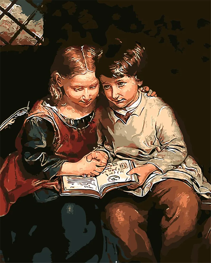 Характерная картина. Художник Luigi Bechi (1830-1919. Дети читают живопись. Чтение в живописи мальчики. Братья живопись.