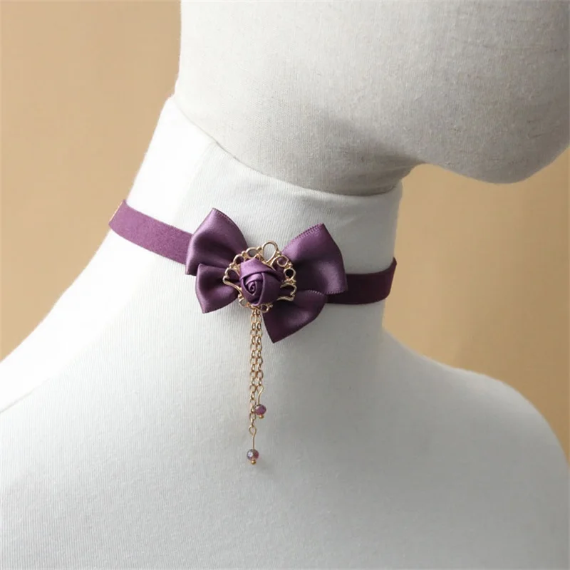 YiYaoFa Choker Necklace Fashion Jewelry Purple Ribbon Woman Collar Jewelry Women Neck Accessories Chokers Collar Necklace JL-243