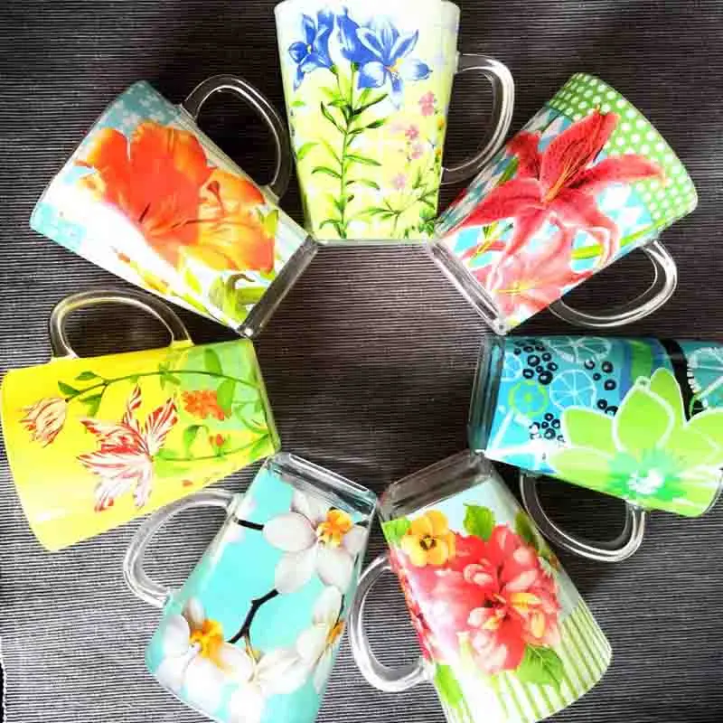 

2 Piece Drink mug glass Breakfast milk cup color Afternoon tea cup 270ml gift box