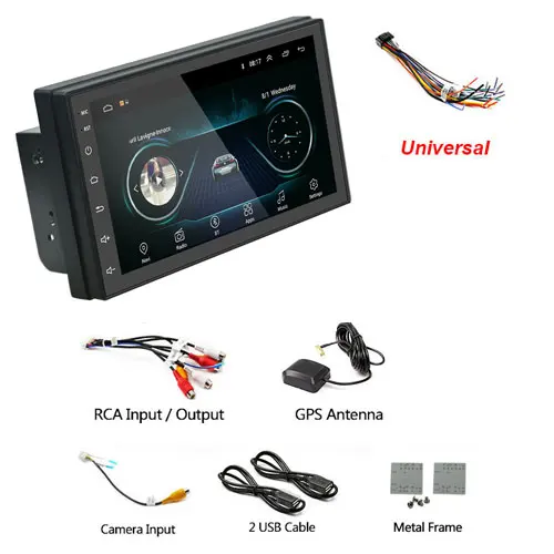 Podofo 2 Din 7 ''Android автомобильный Радио gps Bluetooth MP5 мультимедийный плеер FM wifi Авто Аудио Универсальный резервный монитор Авторадио - Цвет: Universal Cable