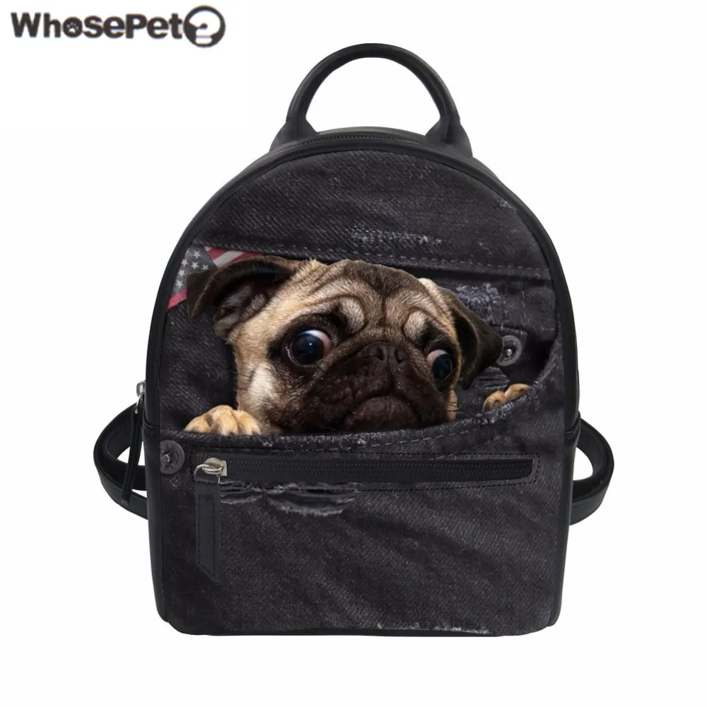 WHOSEPET Women Backpack Pug Print School Backpack for Kids Teenager