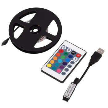 

3528 RGB LED Stripe Light 0.5/1/2/3/4M Non-Waterproof 4PIN Flexible Home TV Background Light Kit + Remote Control White 2017 Hot