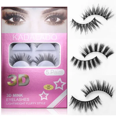 Норковые ресницы 3D натуральные Толстые Накладные крест 5 пар Макияж инструменты