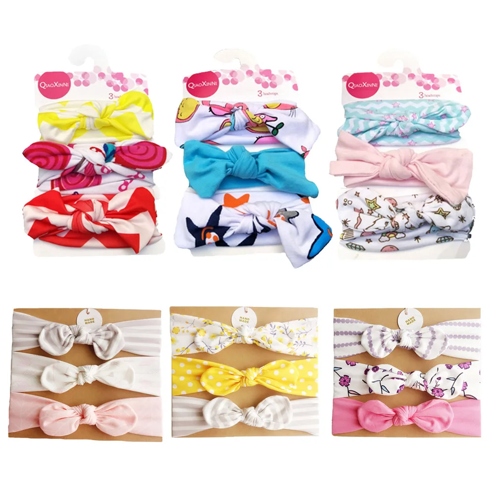 

3 Pcs/lot Lovely Baby Kids Girls Headband Ear Hairband BowKnot Elastic Headwear Baby Hair Accessories for Children Turban Hair