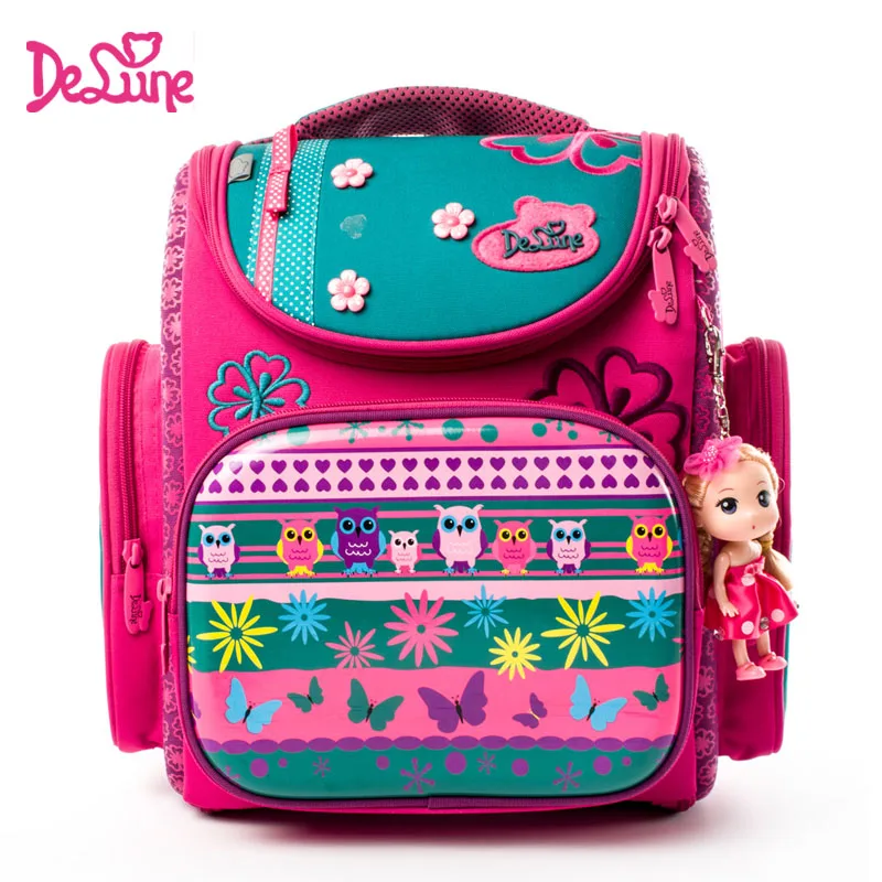 Delune, Мультяшные школьные сумки, рюкзак для девочек и мальчиков 7 лет, рюкзак с цветочным узором, детский ортопедический рюкзак, Mochila Infantil - Цвет: 3-124