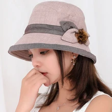 HT2222 ведро шляпа Новая модная женская шапка для лета весны хлопок Панама шляпа для женщин Женская кепка с покрывалом леди цветок лук шляпа от солнца