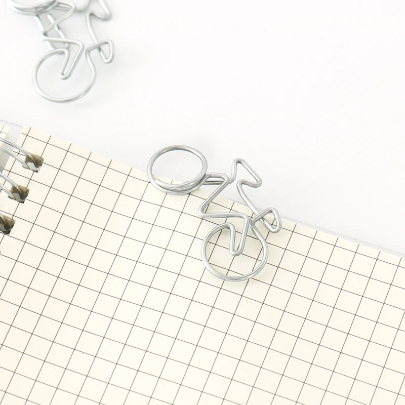 TUTU 10Pcs Cute Decorative Bicycle Shaped Paper Clips Scrapbook Memo Clip Metal Binder Paperclips Bookmark Stationery H0318