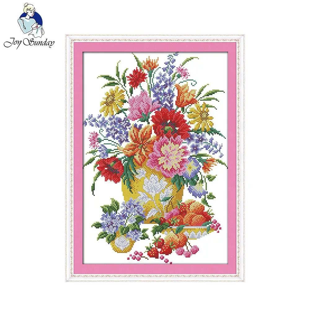 Joy Sunday The colorful flowers Patterns 11ct14ct Print Counted Cross