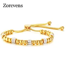 ZORCVENS Золото Цвет из нержавеющей стали CZ бусы со стразами прелестная Веревка Браслеты для женщин