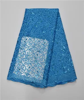 

African sequins High Quality Net Lace,French Voile Guipure tulle mesh Lace Fabric For dress 5yd/lot Free Shipping 16d5s65