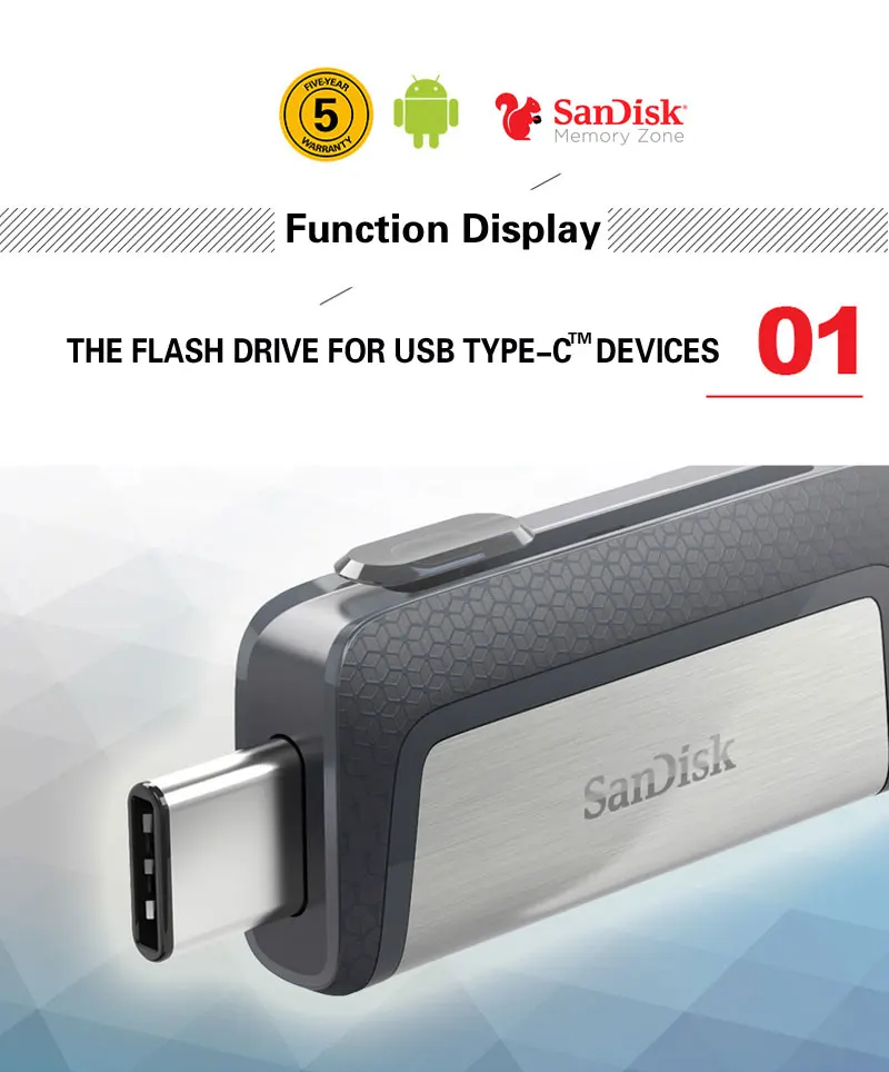 Sandisk SDDDC2 Extreme Type-C 256GB 128GB 64GB Dual OTG USB Flash Drive 32GB Pen Drive USB Stick Micro USB Flash Type C 16GB best usb c flash drive