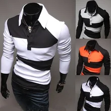 ZOGAA/Новая мужская рубашка поло с длинным рукавом в Корейском стиле, подходящая по цвету, Облегающая рубашка поло, мужские топы, футболки, повседневные поло
