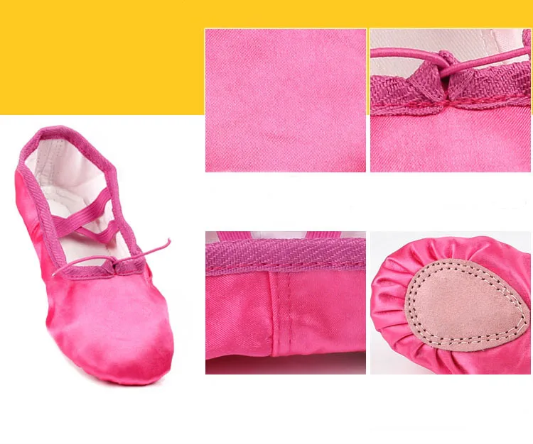Сатиновая танцевальная обувь для балета с мягкой подошвой; Танцевальная обувь для девочек; детская обувь; 5 цветов; синий, желтый, зеленый, розовый, красный, бежевый; B31