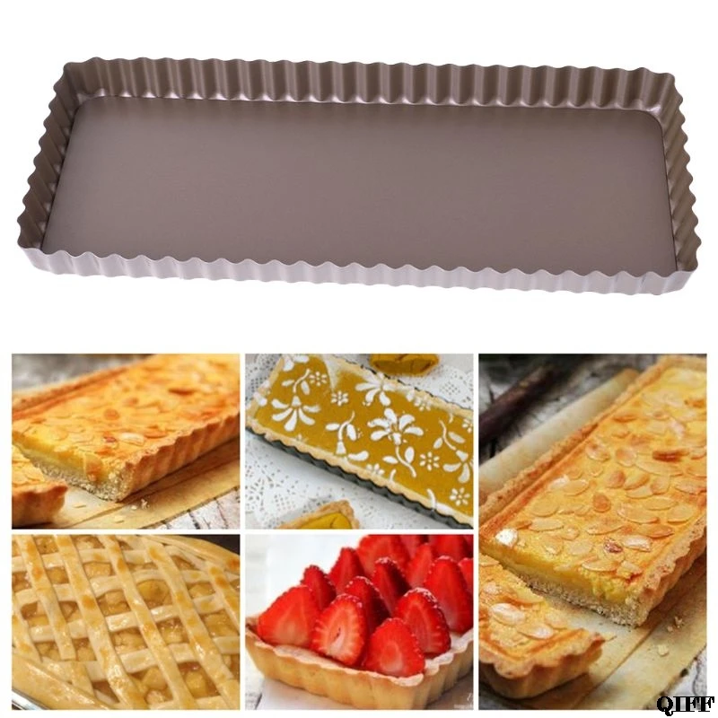 

Drop Ship&Wholesale Fluted Pie Tart Pan Mold Baking Removable Bottom Nonstick Quiche Tools Rectangle May28