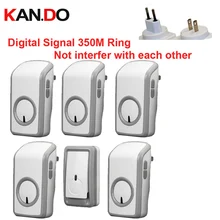 Евро/США подключаемый звонок w/1 излучатель+ 5 ресивер беспроводное устройство дверной звонок Водонепроницаемый 380 метр дверной звонок цифровой сигнал дверной Звонок