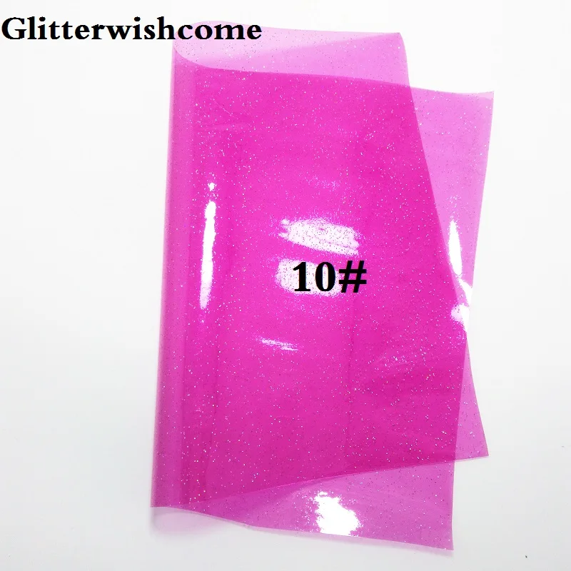 Glitterwishcome 30X134 см мини рулон синтетическая кожа, прозрачный блеск ПВХ винил для луков, GM062