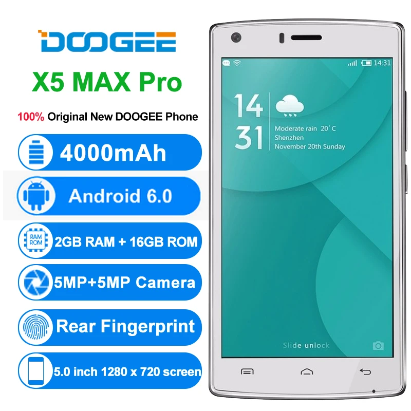 Original Doogee X5 MAX Pro MTK6737 Quad Core Smartphone 5 0 Inch Android 6 0 Mobile