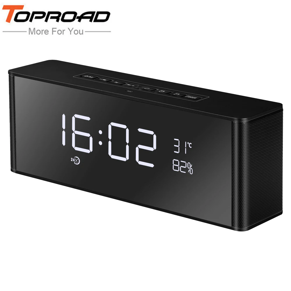 TOPROAD HIFI Портативный беспроводной Bluetooth динамик стерео s Саундбар TF FM будильник