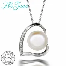 L& zuan 925 стерлингового серебра натуральные Подвески с пресноводным жемчугом для женщин циркония сердце ожерелья Женские Ювелирные изделия Подарки