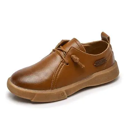 Детская кожаная обувь для мальчиков и девочек, натуральная кожаная форма, плоская подушка, Детские оксфорды, школьная обувь, обувь для банкета - Цвет: Brown