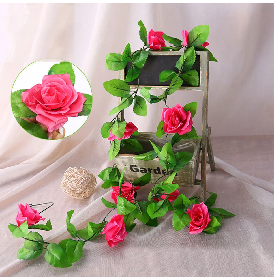CHENCHENG, 250 см, искусственные розы из шелка, плющовая лоза, на стену, искусственные цветы с листьями, украшение для дома, свадьбы, гирлянда, Осенний Декор