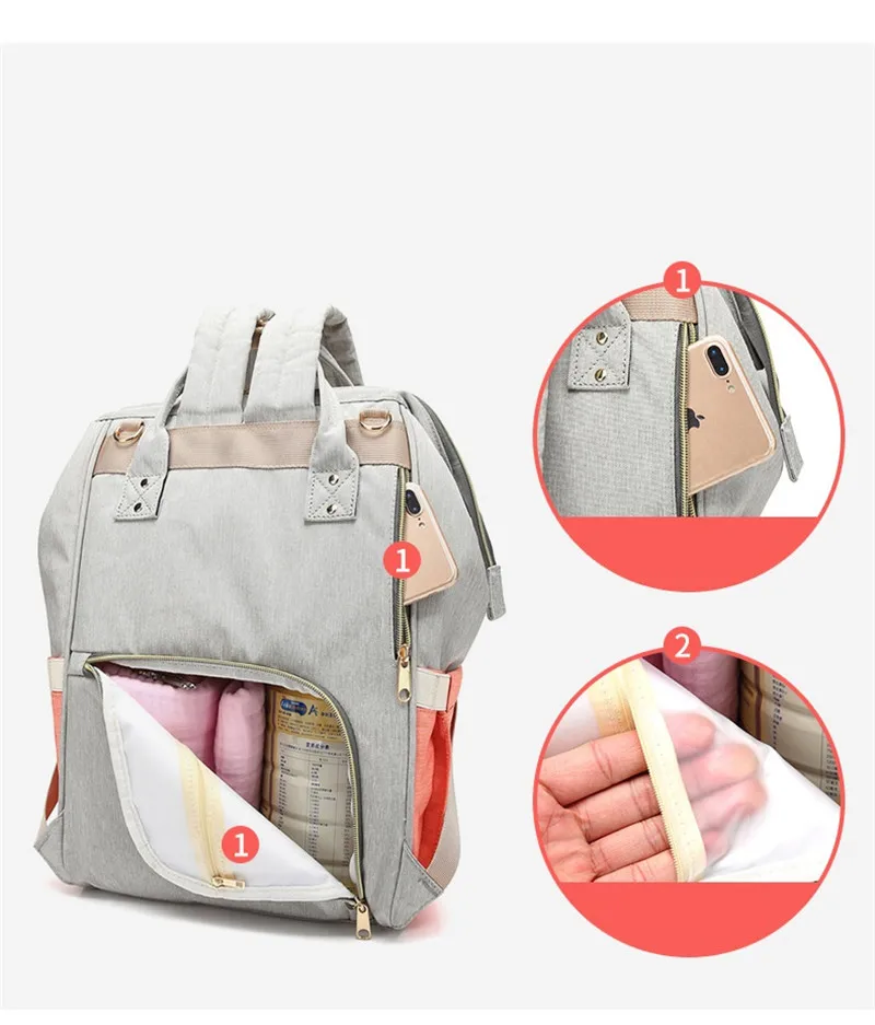Aliexpress Newborn Baby Gift  Striped Patchwork Color Double Roots Shoulder Diaper Bag Mummy Maternity Nappy Bag Large Capacity05