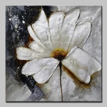 

Mintura Art For Living Room Home Decor Oil Paintings A Big White Flower Wall Decor Art Hand Painted Acrylic Canvas No Framed