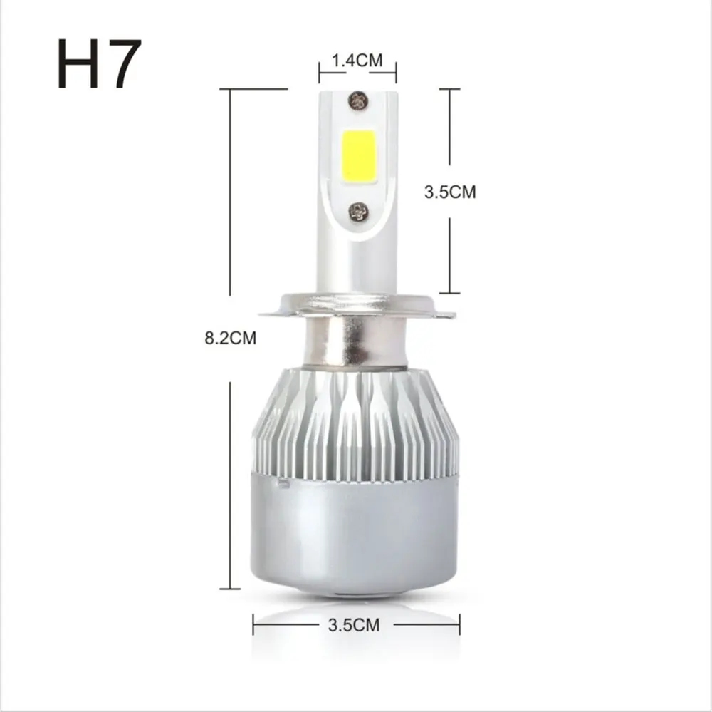 DIC 2 шт. H7 светодиодный комплект ксеноновых ламп для фар 72 Вт 36 7600LM 6000 К белый