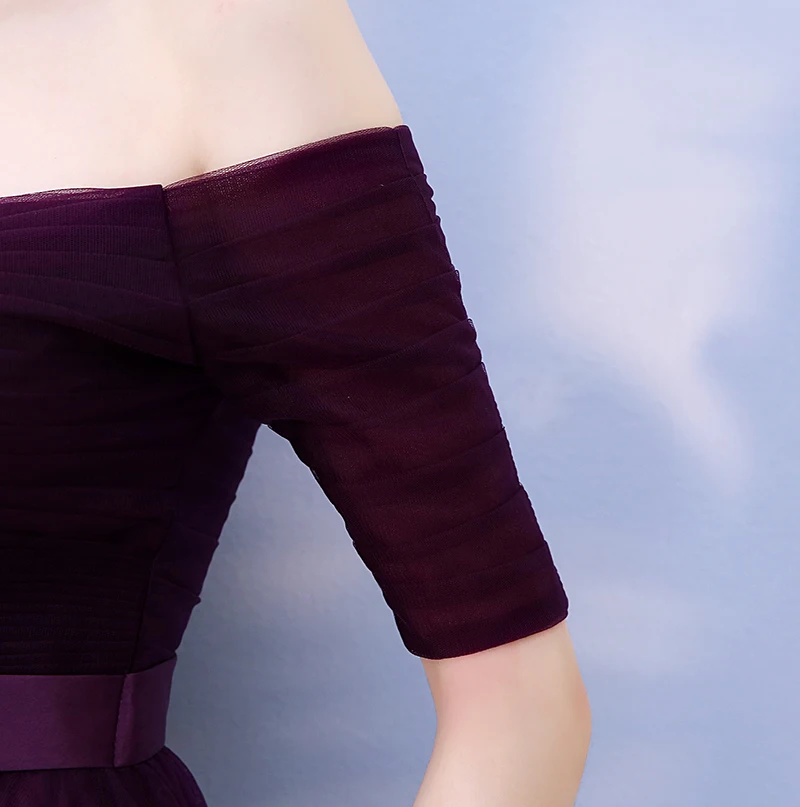 Beauty-Emily Long Purple Red Gray Cheap Bridesmaid Dresses 2019 A-Line Off the Shoulder Half Sleeve Vestido da dama de honra Beauty-Emily Long Purple Red Gray Cheap Bridesmaid Dresses 2019 A-Line Off the Shoulder Half Sleeve Vestido da dama de honra