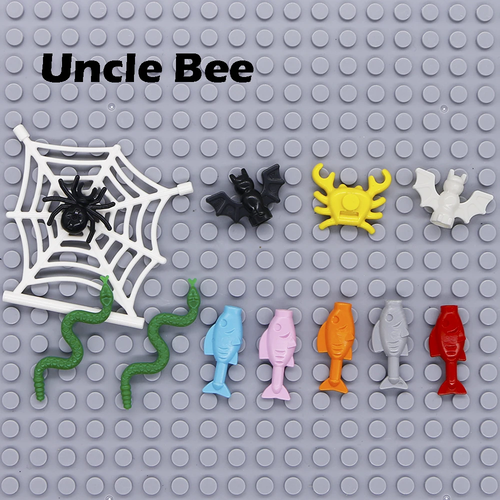 

Animal Building Blocks Bat Snake Spider Web Pet Insect Halloween Monster Accessories MOC Bricks Toys Compatible LegoINGlys City