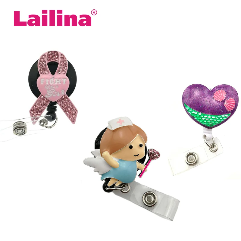 

Mix product Angel/Mermaid/Ribbon Medical Retractable Badge Reel ID Badge Holder