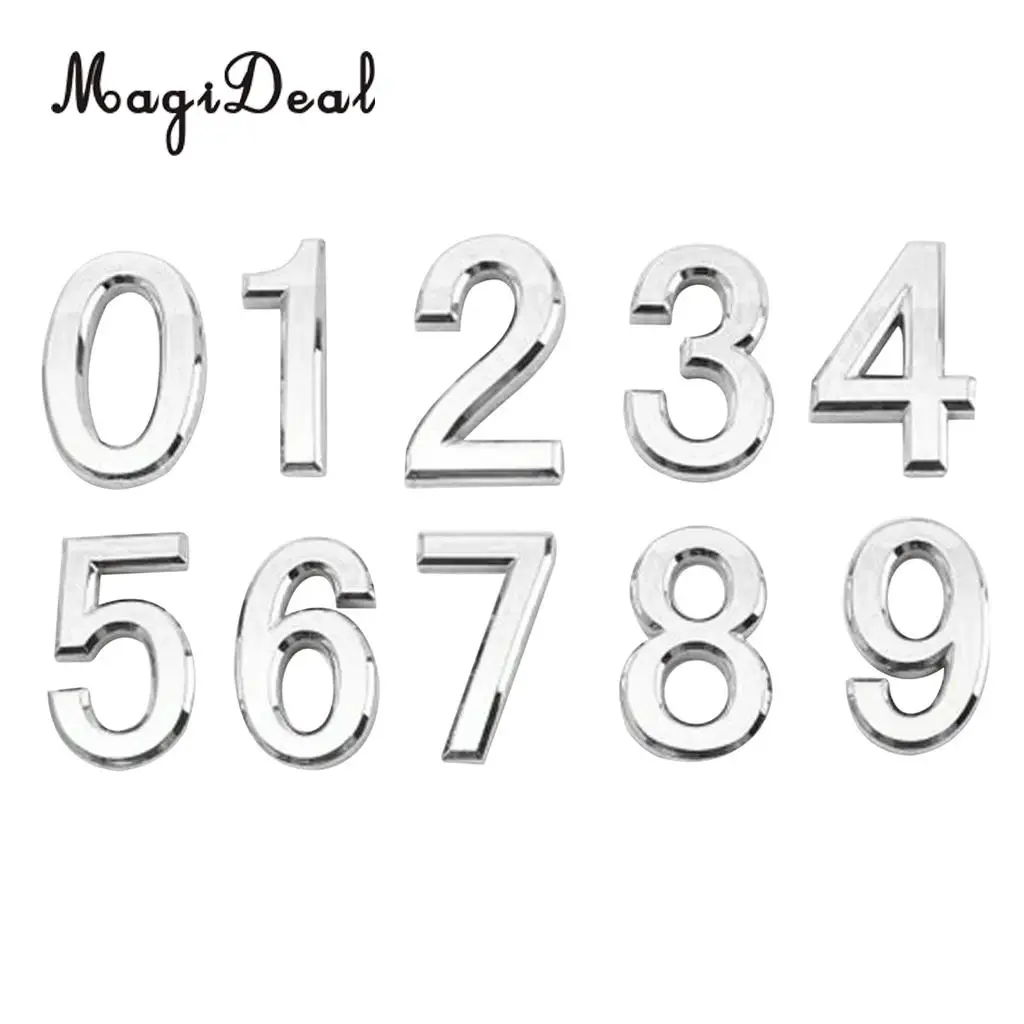 MagiDeal Silver Sticky Numeric Digit Plastic Self-Adhesive House Hotel Door Number for House Hotel Number Plate